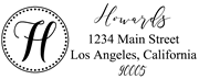 Solid Line and Dot Border Letter H Monogram Stamp Sample